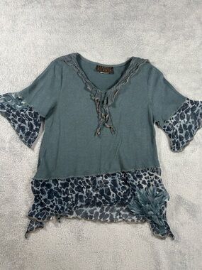 Vintage Spencer Alexis green leopard print top